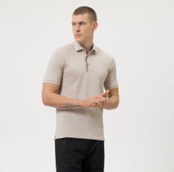 ajuste casual del cuerpo del nivel cinco, polo, beige OLYMP ropa 82622D2078