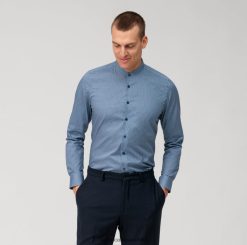 ajuste corporal de nivel cinco, camisa business, cuello alto, azul marino OLYMP ropa 82622D525