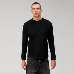 camiseta informal de punto de manga larga, negra OLYMP ropa 82622D2053